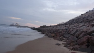 The beach is not inaccessible to the public due to the sea wall build by Swift. (photo credit: Ryan Jacobson)