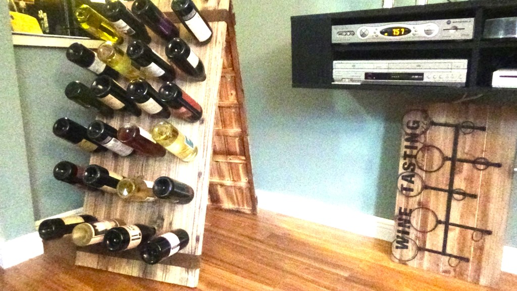 Erin Burke's wine rack to help prepare her palate for the deductive tasting portion of the level 2 Court of Master Sommeliers Examination. (Photo by: R. Jacobson) 
