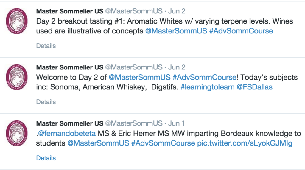 Screencap of the Court of Master Sommeliers US Twitter feed. 